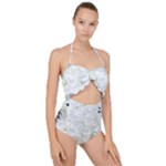 Butterfly Flower Scallop Top Cut Out Swimsuit