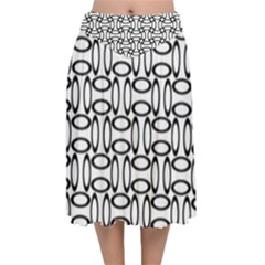 Ellipse Pattern Ellipse Dot Pattern Velvet Flared Midi Skirt