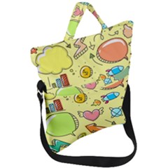 Cute Sketch Child Graphic Funny Fold Over Handle Tote Bag by Alisyart