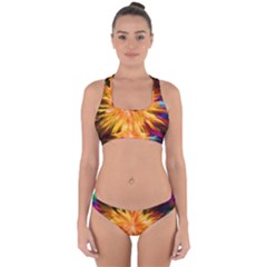 Color Background Structure Lines Rainbow Paint Cross Back Hipster Bikini Set