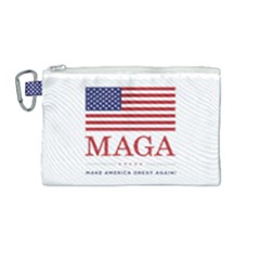 Maga Make America Great Again With Usa Flag Canvas Cosmetic Bag (medium) by snek