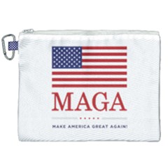 Maga Make America Great Again With Usa Flag Canvas Cosmetic Bag (xxl) by snek