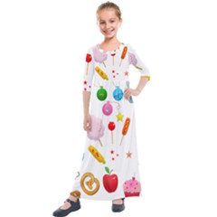 Summer Fair Food Goldfish Kids  Quarter Sleeve Maxi Dress by Pakrebo