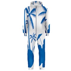 Fresh Blue Coconut Tree Hooded Jumpsuit (men)  by Alisyart