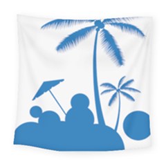 Fresh Blue Coconut Tree Square Tapestry (large) by Alisyart