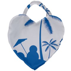 Fresh Blue Coconut Tree Giant Heart Shaped Tote by Alisyart