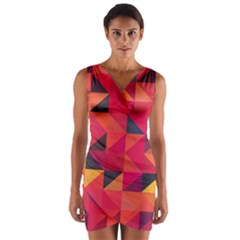 Halftone Geometric Wrap Front Bodycon Dress by Alisyart