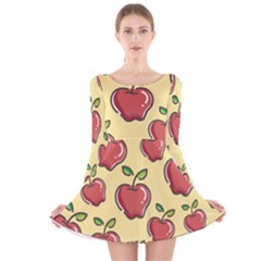 Healthy Apple Fruit Long Sleeve Velvet Skater Dress by Alisyart