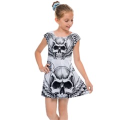 Human Skull Symbolism Kids  Cap Sleeve Dress by Alisyart