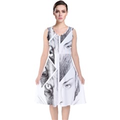 Wolf Girl V-neck Midi Sleeveless Dress  by Alisyart
