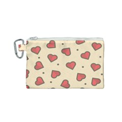 Love Heart Seamless Valentine Canvas Cosmetic Bag (small)