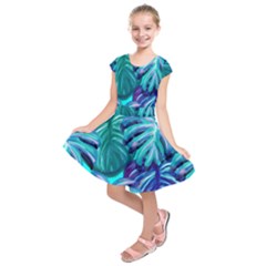 Leaves Tropical Palma Jungle Kids  Short Sleeve Dress by Alisyart