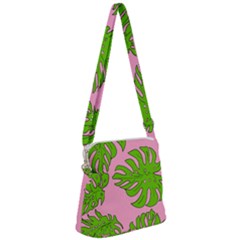 Leaves Tropical Plant Green Garden Zipper Messenger Bag by Alisyart