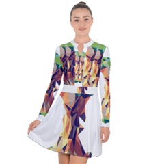 Illustrator Geometric Apple Long Sleeve Panel Dress