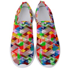 Background Triangle Rainbow Men s Slip On Sneakers by Mariart