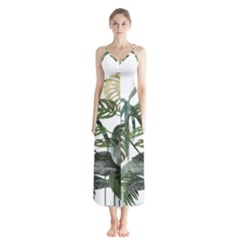 Botanical Illustration Palm Leaf Button Up Chiffon Maxi Dress by Mariart