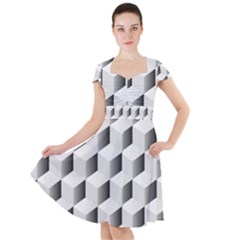 Cube Isometric Cap Sleeve Midi Dress