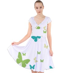 Butterfly Cap Sleeve Front Wrap Midi Dress by Mariart