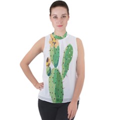 Cactaceae Thorns Spines Prickles Mock Neck Chiffon Sleeveless Top