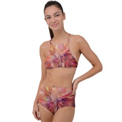 Color Background Structure Lines High Waist Tankini Set by Mariart