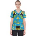 Seal of Commander of United States Pacific Fleet Women s V-Neck Scrub Top