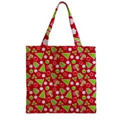 Christmas Paper Scrapbooking Pattern Zipper Grocery Tote Bag