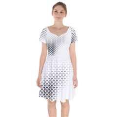 Geometric Abstraction Pattern Short Sleeve Bardot Dress