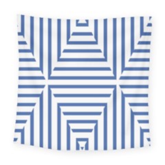 Geometric Shapes Stripes Blue Square Tapestry (large)