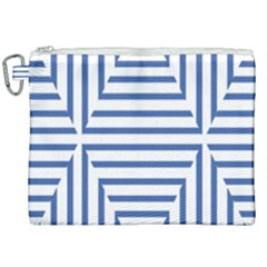 Geometric Shapes Stripes Blue Canvas Cosmetic Bag (xxl) by Mariart