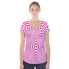 Hypnotic Psychedelic Abstract Ray Short Sleeve Front Detail Top