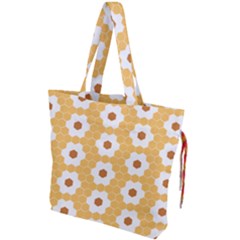 Hexagon Honeycomb Drawstring Tote Bag by Mariart