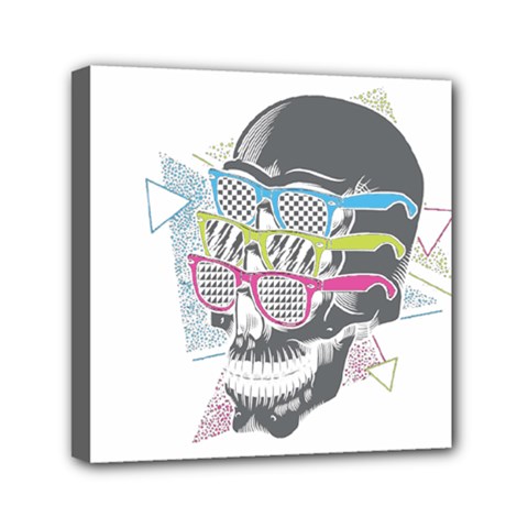Illustration Skull Rainbow Mini Canvas 6  X 6  (stretched) by Mariart