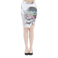 Illustration Skull Rainbow Midi Wrap Pencil Skirt by Mariart