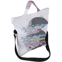 Illustration Skull Rainbow Fold Over Handle Tote Bag by Mariart