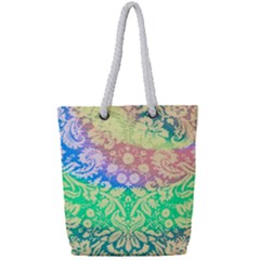 Hippie Fabric Background Tie Dye Full Print Rope Handle Tote (small)