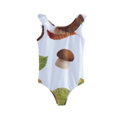 Leaves Mushrooms Kids  Frill Swimsuit by Mariart
