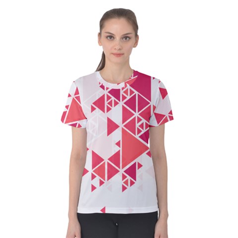 Red Triangle Pattern Women s Cotton Tee by Mariart