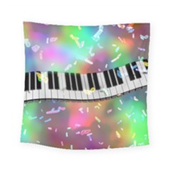 Piano Keys Music Colorful Square Tapestry (small) by Mariart