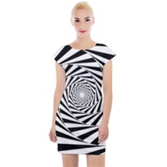 Pattern Texture Spiral Cap Sleeve Bodycon Dress