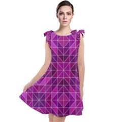 Purple Triangle Pattern Tie Up Tunic Dress by Alisyart