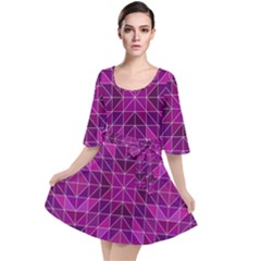 Purple Triangle Pattern Velour Kimono Dress by Alisyart