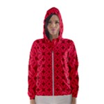 Red Magenta Wallpaper Seamless Pattern Hooded Windbreaker (Women)