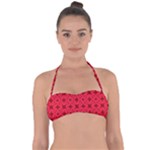 Red Magenta Wallpaper Seamless Pattern Halter Bandeau Bikini Top