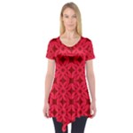 Red Magenta Wallpaper Seamless Pattern Short Sleeve Tunic 