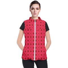 Red Magenta Wallpaper Seamless Pattern Women s Puffer Vest