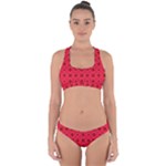 Red Magenta Wallpaper Seamless Pattern Cross Back Hipster Bikini Set