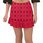 Red Magenta Wallpaper Seamless Pattern Fishtail Mini Chiffon Skirt