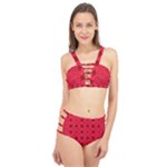 Red Magenta Wallpaper Seamless Pattern Cage Up Bikini Set