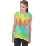 Low Poly Triangles Cap Sleeve High Low Top