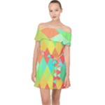 Low Poly Triangles Off Shoulder Chiffon Dress
